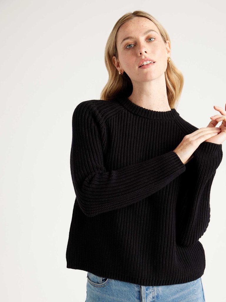 Quince 100 Percent Organic Cotton Fisherman Crew Sweater Size Xs